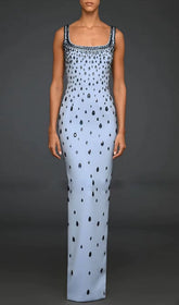 Dazzling Powder Blue Diamante Maxi Gown