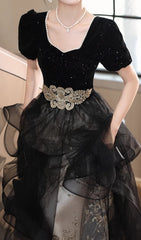Chisuzu Black Sequin Mesh Maxi Gown