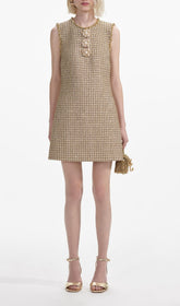 Brendy Gold Boucl Mini Dress