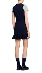 Chic Contrast Trim Short Sleeve Knit Dress