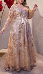 Ioanna Dazzling Rose Gold Sequin Plus Size Maxi Dress