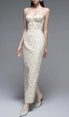 Galya Romantic Floral & Sequin Corset Maxi Dress