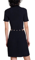 Ritourna Chic Rib Knit Polo Mini Dress