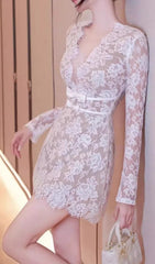Eleni Chic White Floral Lace Mini Dress