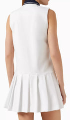 Chic White Contrast Collar Pleated Mini Dress