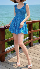 Jalena Blue Floral Mini Dress