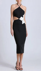 Showstopping Babette Floral Cutout Halter Bandage Midi Dress