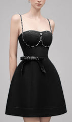 Carmi Black Embellished Mini Dress