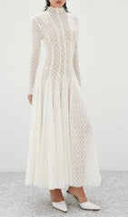 Dalise Elegant White Lace Maxi Dress