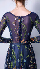 Daphne Elegant Floral Embroidered Mesh Midi Dress