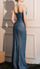 Ginny Sparkle Feather Strapless Maxi Gown