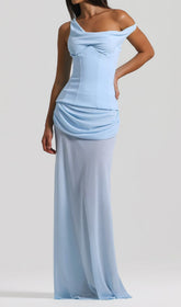 Istas Sky Blue Corset Maxi Gown