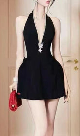 Elita Sparkling Butterfly Halter Mini Dress