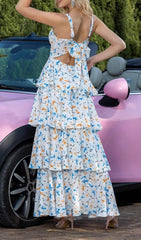 Dianthe Floral Printed Tiered Maxi Dress