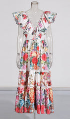 Efrem Vibrant Floral Tiered Midi Dress