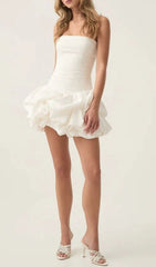 Clearo Floral Strapless Ruffled Mini Dress