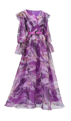 Feya Purple Abstract Print Maxi Dress