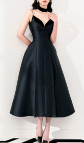 Carminda Black Velvet Patchwork Midi Dress