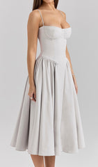 Dextra Grey Strappy Bustier Midi Dress