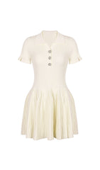 Faye Pink Ribbed Knit Polo Mini Dress
