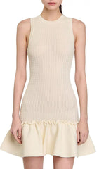 Chic Sleeveless Knit & Ruffle Hem Mini Dress