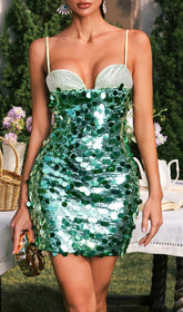 Calvine Emerald Green Sequin Mini Dress