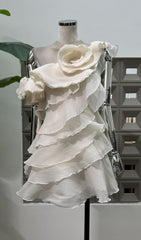 Erin Goddess Bloom Ruffle Mini Dress