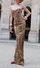 Hirokazu Strapless Leopard Maxi Dress