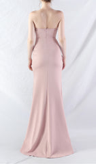Chizue Pink Strapless Corset Maxi Dress with High Slit