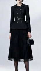 Julitta Black Peplum Power Midi Dress