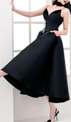 Carminda Black Velvet Patchwork Midi Dress