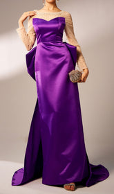 Elegant Purple Satin Maxi Gown