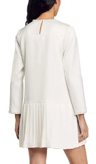 Chic Princesse Beaded Neck Pleated Satin Mini Dress