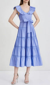 Farida Ruffled Sleeveless Tiered Midi Dress