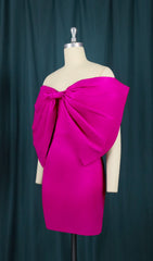 Baara Fuchsia Bow Off-Shoulder Mini Dress