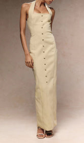 Govert Halter Button Maxi Dress