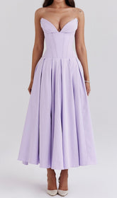 Devani Lavender Strapless Corset Midi Dress