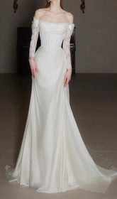 Clio Romantic Off-Shoulder Lace Corset Bridal Gown
