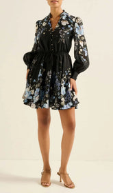 Chic Floral Long Sleeve Mini Dress