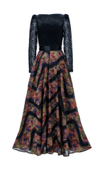 Ffan Elegant Lace Sleeve Maxi Dress
