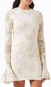 Arisa Chic 3D Floral Mesh Long Sleeve Mini Dress for Women