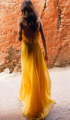 Glennis Golden Glow Halter Backless Maxi Dress