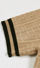 Chic Ehud Khaki Monogram Knit Mini Dress