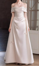 Destiny Off-Shoulder Bow A-Line Wedding Dress
