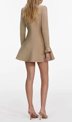 Sparkling Gold Crystal Embellished Mini Dress