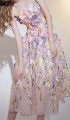 Danyale Dreamy Floral Embroidered Strapless Maxi Dress