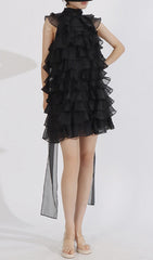 Duyen Chic Black Tiered Ruffle Mini Dress