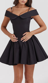 Chic Black Off-Shoulder Corset Mini Dress for Women