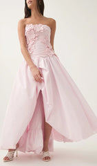 Emiko Strapless 3D Floral Maxi Dress