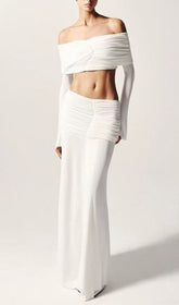 Jamuna Elegant Ruched Two-Piece Maxi Skirt Set